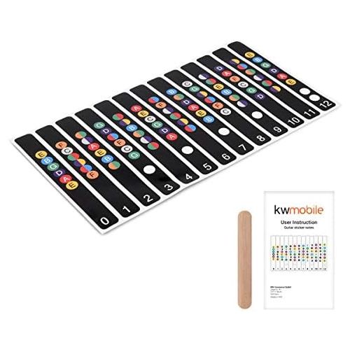  kwmobile Guitar Fretboard Stickers Set - Guitar Note Stickers for Acoustic and Electric 6-String Guitars - Fret Stickers for Learning - Black