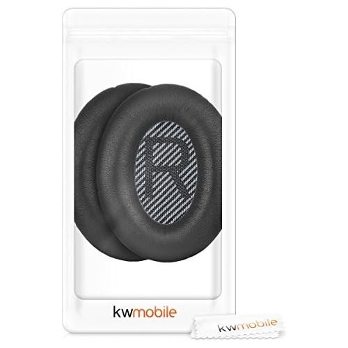  [아마존베스트]kwmobile 2 x Ear Pads Compatible with Bose Quietcomfort Headphones - Faux Leather Replacement Ear Pads for Overear Headphones