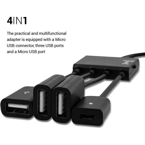  [아마존베스트]kwmobile 3in1Micro USB OTG HUB Adapter for Smartphone, Tablet Micro USB HUB IN