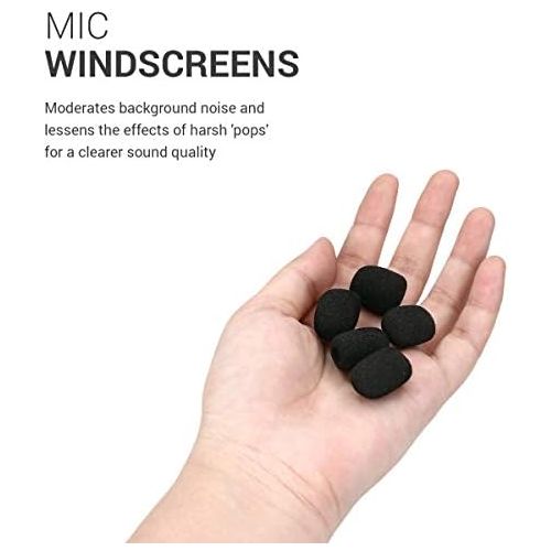  [아마존베스트]kwmobile Microphone wind protection compatible with various microphones  5 x foam covers with dimensions 1.8 x 2 cm in black.