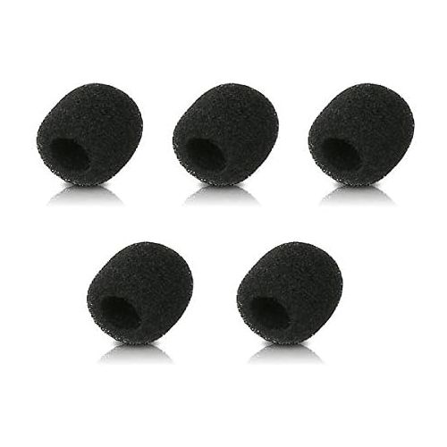  [아마존베스트]kwmobile Microphone wind protection compatible with various microphones  5 x foam covers with dimensions 1.8 x 2 cm in black.