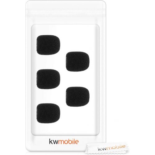  [아마존베스트]kwmobile Microphone wind protection compatible with various microphones  5 x foam covers with dimensions 1.8 x 2 cm in black.