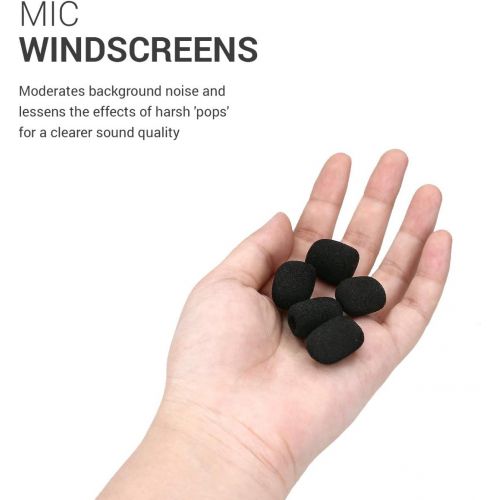  [아마존베스트]kwmobile Microphone wind protection compatible with various microphones  5 x foam covers with dimensions 1.8 x 2 cm in black.