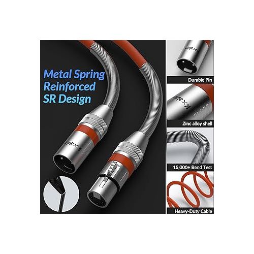  XLR to XLR Cable 150 Feet, Premium XLR Microphone Cable, Heavy Duty 22AWG OFC XLR Male to Female Cord, 3-Pin Shielded Mic Speaker Cable, Zinc Alloy Connectors, Metal Spring SR, Orange