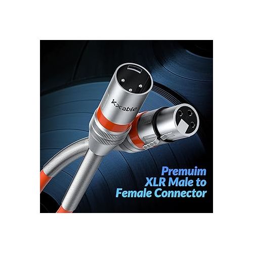  XLR to XLR Cable 150 Feet, Premium XLR Microphone Cable, Heavy Duty 22AWG OFC XLR Male to Female Cord, 3-Pin Shielded Mic Speaker Cable, Zinc Alloy Connectors, Metal Spring SR, Orange