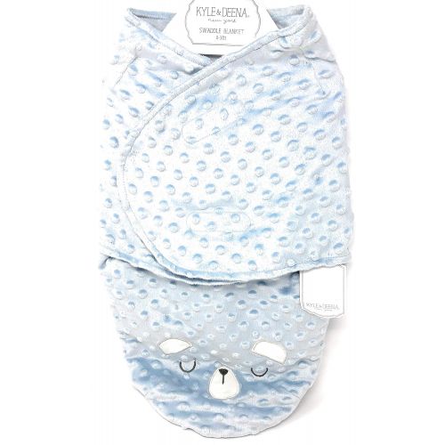  Kyle & Deena Baby Blue Polka Dot Imprinted Pattern Swaddle Blanket | 0-3 Months