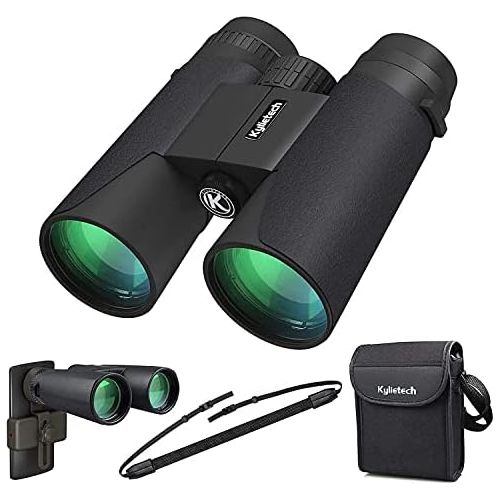  [아마존베스트]Kylietech Binoculars 12 x 42 HD Compact Binoculars Waterproof for Bird Watching, Hiking, Hunting, Sightseeing, FMC Lens including carry case, carrying strap and smartphone adapter.