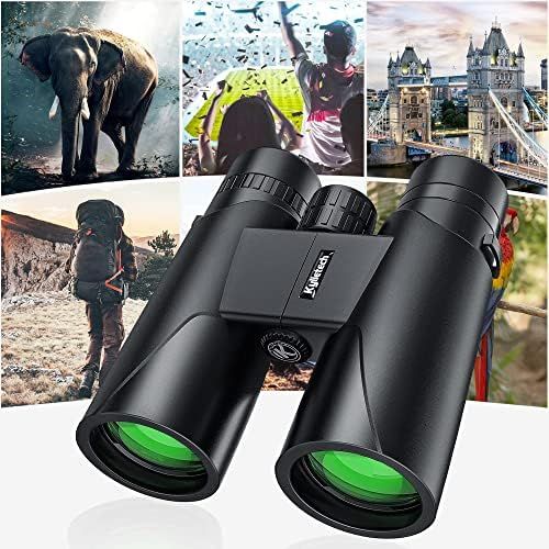  [아마존베스트]Kylietech Binoculars 12 x 42 HD Compact Binoculars Waterproof for Bird Watching, Hiking, Hunting, Sightseeing, FMC Lens including carry case, carrying strap and smartphone adapter.