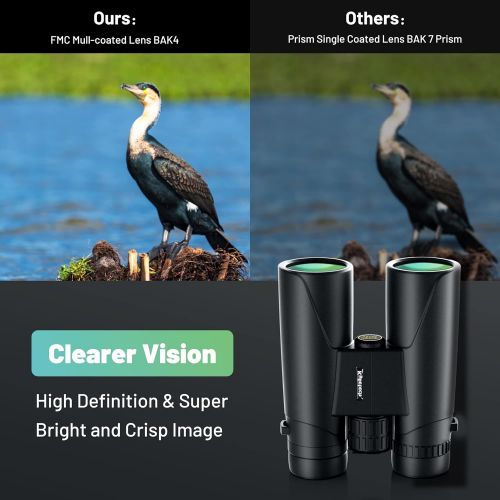  [아마존베스트]Kylietech Binoculars 12 x 42 HD Compact Binoculars Waterproof for Bird Watching, Hiking, Hunting, Sightseeing, FMC Lens including carry case, carrying strap and smartphone adapter.