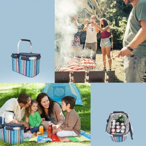  Kylinyyl Picnic Bag Picnic Basket - High Capacity Reusable Durable Grocery Shopping Bag - Heavy Duty Large Structured Tote