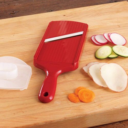  Kyocera Red Adjustable Ceramic Slicer with Hand Protector