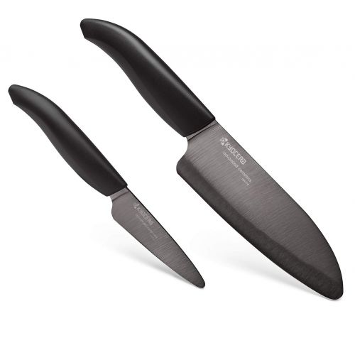  Kyocera GEN Messer-Set, Schalmesser (Klinge 7,5 cm) und Santoku Messer (14 cm), schwarzer Griff