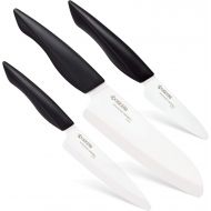 Kyocera INNOVATIONwhite 3 PC Ceramic Kitchen Knife Set, black/white, 3, 5 and 6, 146744