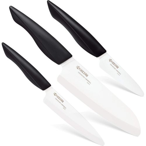  Kyocera INNOVATIONwhite 3 PC Ceramic Kitchen Knife Set, black/white, 3, 5 and 6, 146744