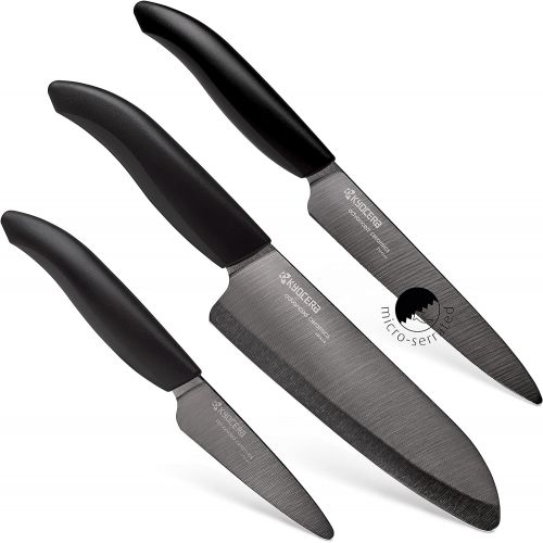  Kyocera Revolution 3pc ceramic knife set, 6, 5 and 3, Black