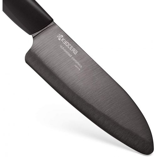  Kyocera Advanced Ceramic Revolution Series 5-1/2-inch Santoku Knife, Black Blade