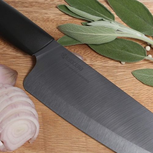  Kyocera Advanced Ceramic Revolution Series 5-1/2-inch Santoku Knife, Black Blade