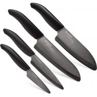 Kyocera Revolution Ceramic Knife Set, Sizes: 6, 5.5, 4.5, 3, Black Handle w/Black Blades