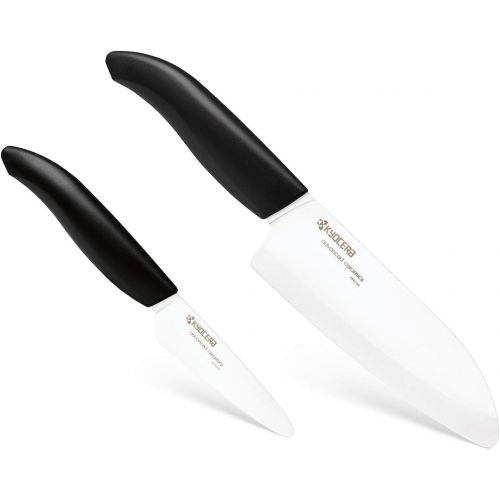  Kyocera Revolution Kitchen Ceramic Knife Set, 5.5 INCH, 3 INCH, black/white