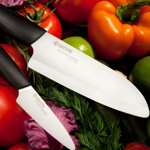  Kyocera Revolution Kitchen Ceramic Knife Set, 5.5 INCH, 3 INCH, black/white