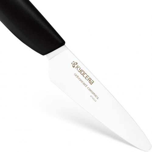 Kyocera Advanced Ceramic Revolution 4-piece Knife Set: Includes 7 Chefs Santoku, 5Santoku, 4.5 Utility & 3 Paring-black Handle W/ White Blades