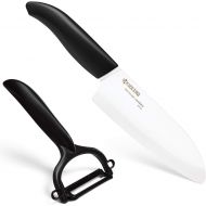 Kyocera Advanced Ceramic Revolution Series 5-1/2-inch Santoku Knife and Y Peeler Set, Black