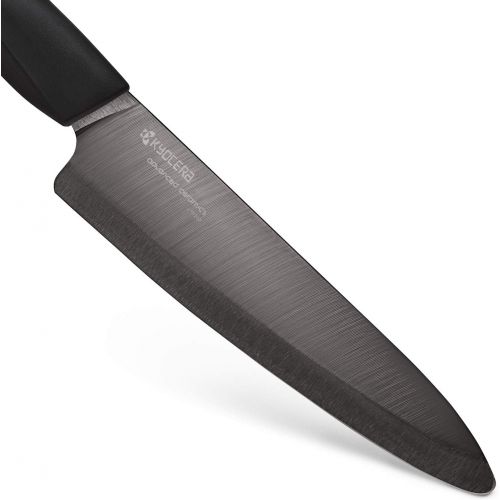  Kyocera Innovation Series Ceramic 7 Professional Chefs Knife with Soft Touch Ergonomic Handle-Black Blade, Black Handle