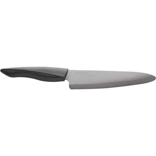  Kyocera Innovation Series Ceramic 7 Professional Chefs Knife with Soft Touch Ergonomic Handle-Black Blade, Black Handle