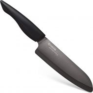 Kyocera Innovation Series Ceramic 6 Chefs Santoku Knife with Soft Touch Ergonomic Handle, Black Blade, Black Handle