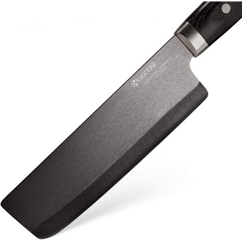  Kyocera Advanced Ceramic LTD Series Nakiri Knife with Handcrafted Pakka Wood Handle, 6-Inch, Black Blade