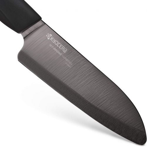  [아마존베스트]Kyocera Innovation Series Ceramic 5.5 Santoku Knife, with Soft Touch Ergonomic Handle-Black Blade, Black Handle