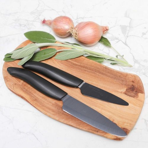  [아마존베스트]Kyocera FK-3PC-BKBK Ceramic Advanced Knife Set, 5.5 4.5 3, Black Handle With Black Blade