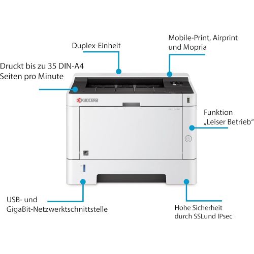  [아마존베스트]Kyocera ECOSYS P2235dn B/W Laser Printer (Up To 35 Pages Per Minute. 1200 DPI), black