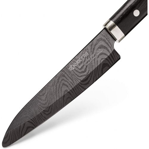  Kyocera KTN-180-HIP Advanced Ceramic Premier Elite Series Knife with Pakka Wood Handle Blade, 7 Chef, Black