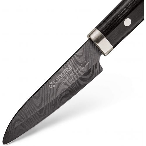  Kyocera KTN-180-HIP Advanced Ceramic Premier Elite Series Knife with Pakka Wood Handle Blade, 7 Chef, Black