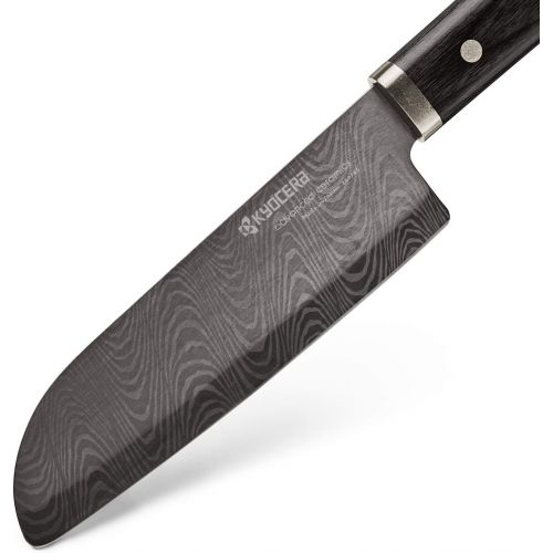  Kyocera KTN-180-HIP Advanced Ceramic Premier Elite Series Knife with Pakka Wood Handle Blade, 7 Chef, Black