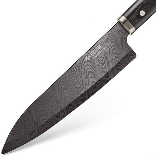  Kyocera KTN-180-HIP Advanced Ceramic Premier Elite Series Knife with Pakka Wood Handle Blade, 7 Chef, Black