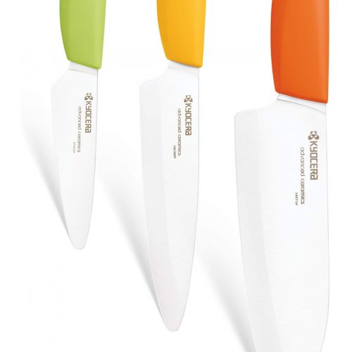  Kyocera FK-3PC-BKBK Ceramic Advanced Knife Set, 5.5 4.5 3, Black Handle With Black Blade