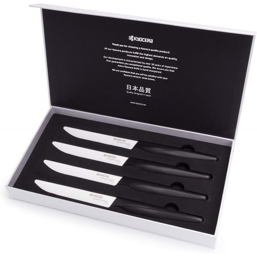  Kyocera SK-4PC Advanced Ceramic Steak Knife Set, One Size, WhiteBlack