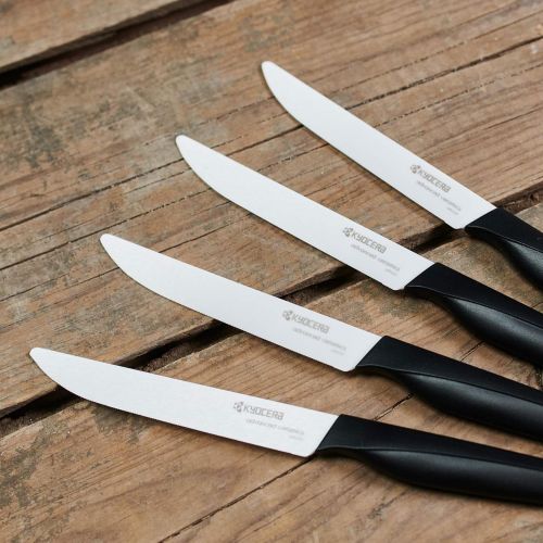  Kyocera SK-4PC Advanced Ceramic Steak Knife Set, One Size, WhiteBlack