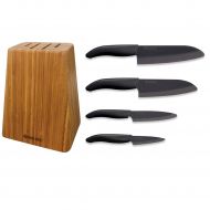 Kyocera KB5PCSET-FKBKBK Bamboo Knife Block Set 7/5.5/4.5/3, Handle/Black Blade