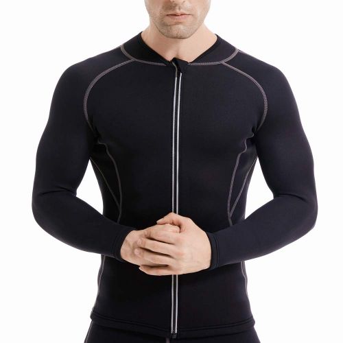  L&Sports Sauna Suit for Men, Sauna Pants Mens Hot Neoprene Sauna Sweat Shirt, Neoprene Long Sleeve Top Jacket Waist Trainer Workout Shirt with Zipper (Mens Sauna Shirt, L)