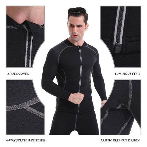  L&Sports Sauna Suit for Men, Sauna Pants Mens Hot Neoprene Sauna Sweat Shirt, Neoprene Long Sleeve Top Jacket Waist Trainer Workout Shirt with Zipper (Mens Sauna Shirt, L)