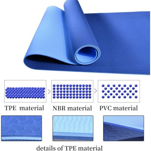  [아마존베스트]L Longanchang Yoga Mat, TPE Yoga Mat, Gymnastics Mat, Sports Mat, Fitness Mat, Non-Slip, Yoga, Pilates, Fitness, With Yoga Towel And Carry Bag, 183 x 61 x 0.6cm