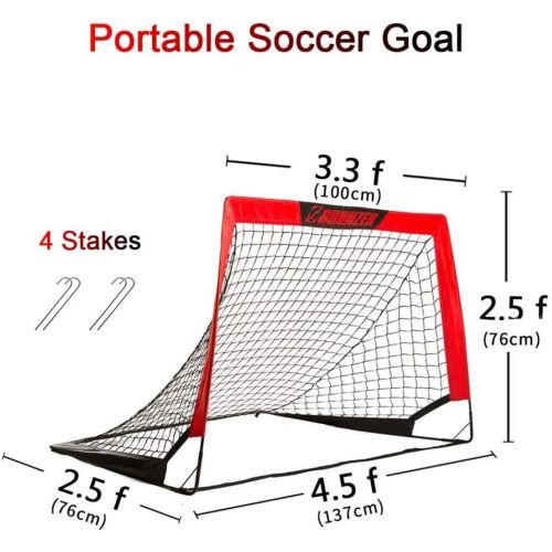  L RUNNZER Portable Soccer Goal, Pop Up Soccer Goal Net for Backyard, Set of 2