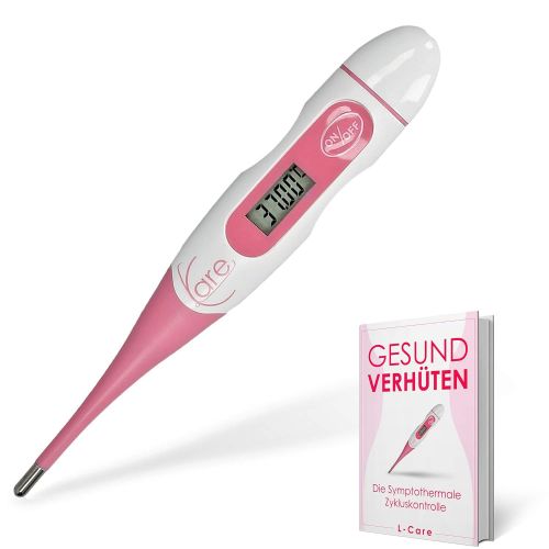  L-Care Prazises Basalthermometer zur Zykluskontrolle | Mit gratis eBook zur Verhuetung mit der Basaltemperatur oder NFP | flexible Spitze ideal als Fieberthermometer fuer Babys | (Ro