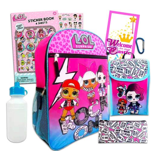  L.O.L Surprise! 7 Pc Backpack School Set ~ Deluxe 16 inch Backpack, Lunch Bag, Water Bottle, and More (L.O.L. Surprise! School Supplies)