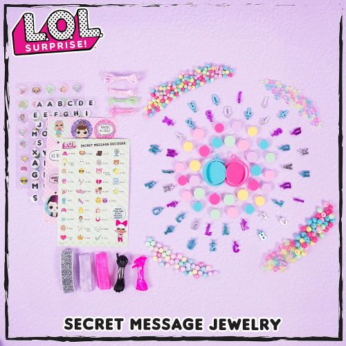  [아마존베스트]L.O.L. Surprise! Secret Message Jewelry by Horizon Group Usa, DIY Secret Jewelry Making Kit, Over 400 Beads & Charms Included, Multicolored
