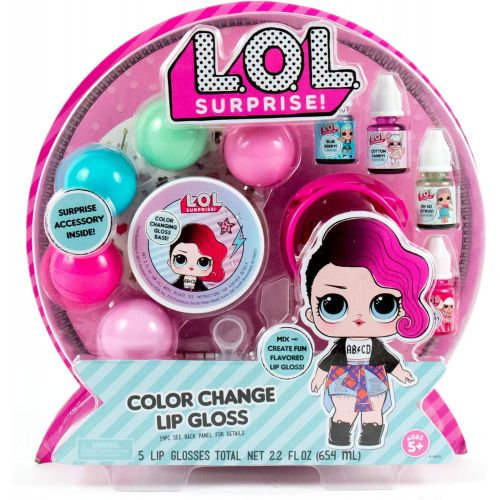  L.O.L. Surprise! Color Change Lip Gloss By Horizon Group Usa, Mix & Create 5 Color Changing ,Multi Flavored Lip Glosses,DIY Lip Gloss Making Kit, Containers & Decorative Stickers I