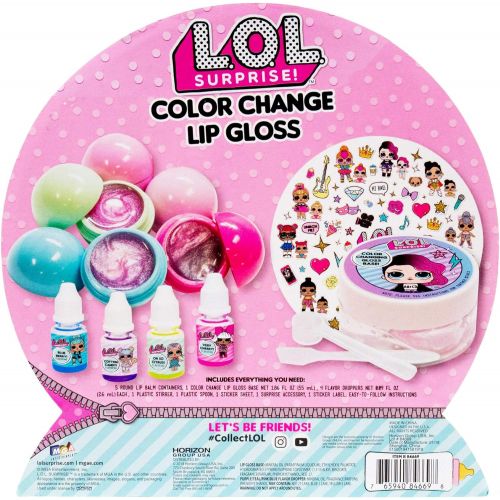  L.O.L. Surprise! Color Change Lip Gloss By Horizon Group Usa, Mix & Create 5 Color Changing ,Multi Flavored Lip Glosses,DIY Lip Gloss Making Kit, Containers & Decorative Stickers I